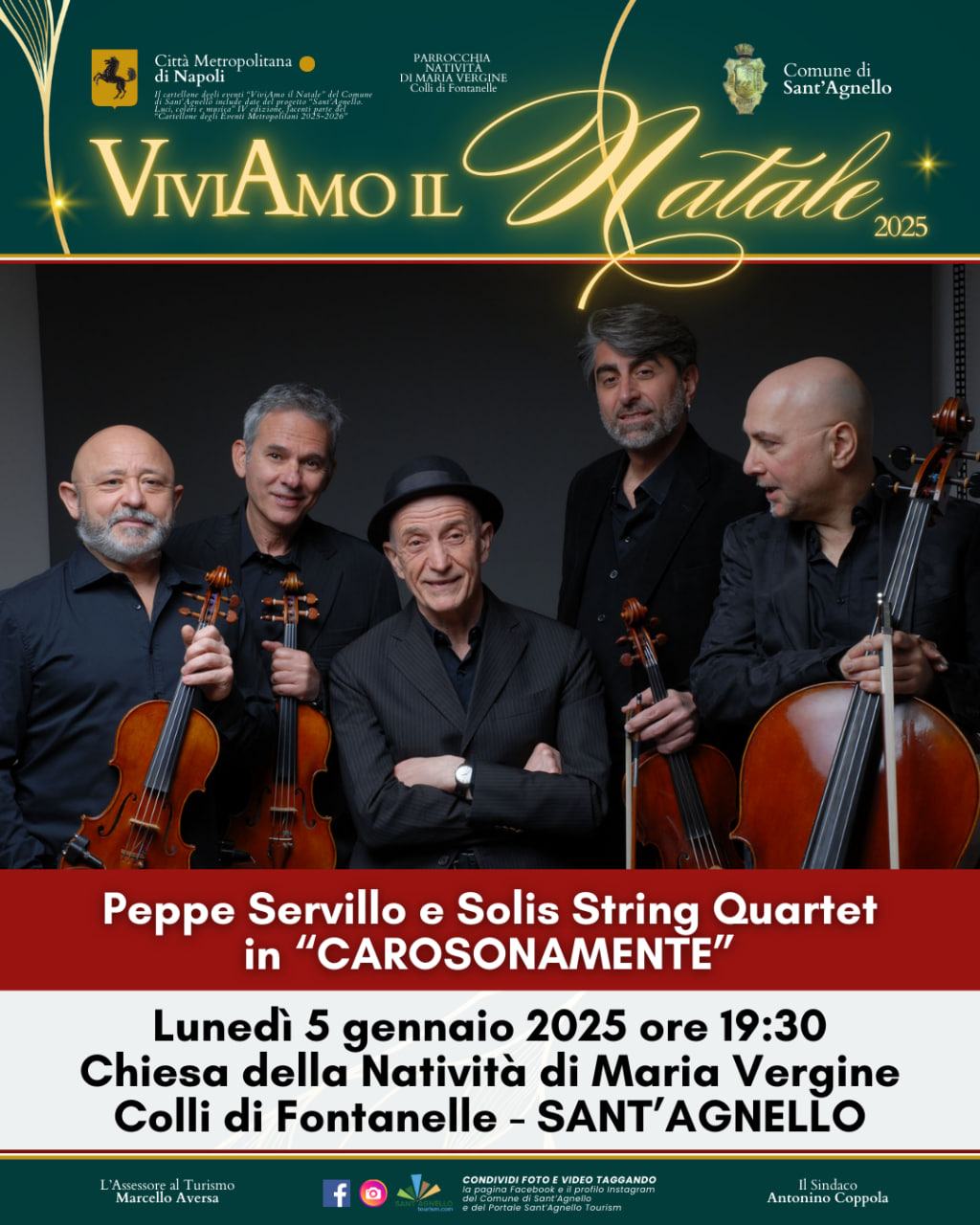 Peppe Servillo e Solis String Quartet in concerto a Sant’Agnello