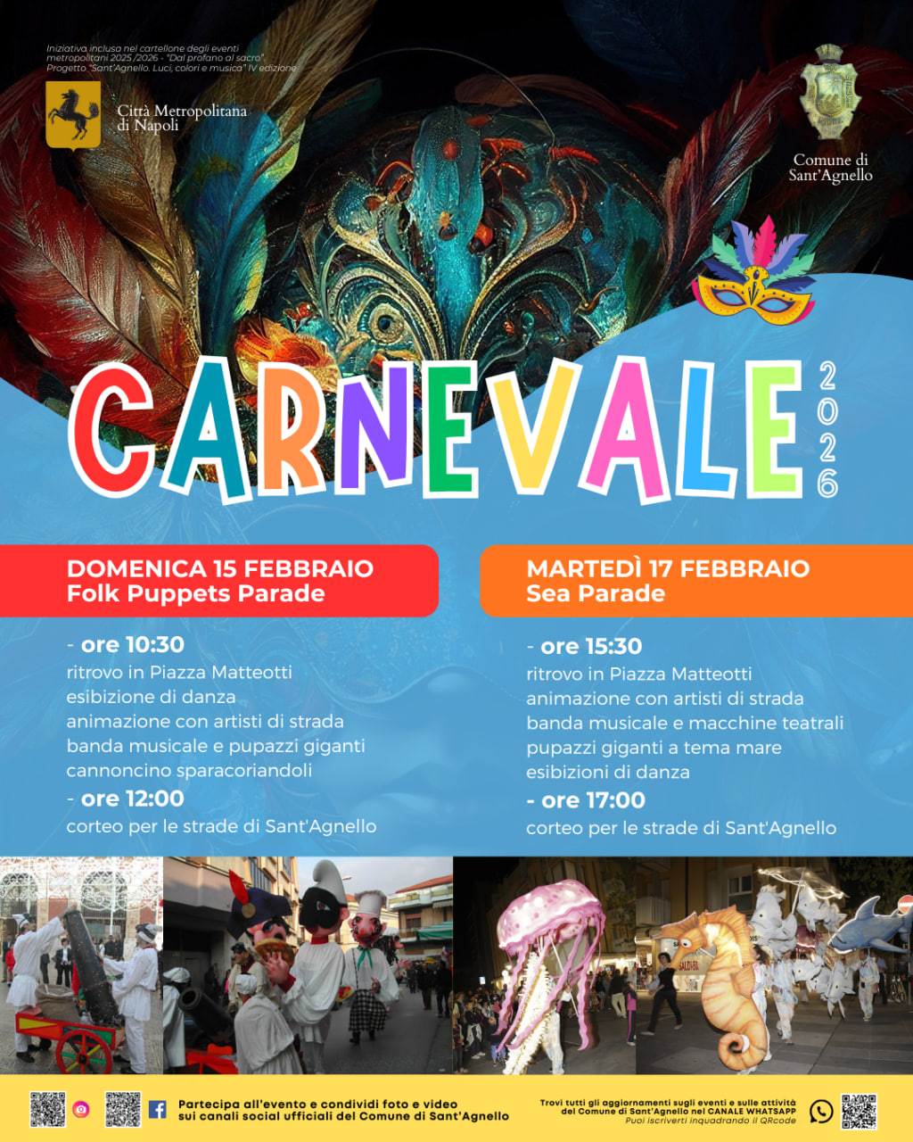 Carnevale a Sant’Agnello 2026: pupazzi giganti, parate e creature marine