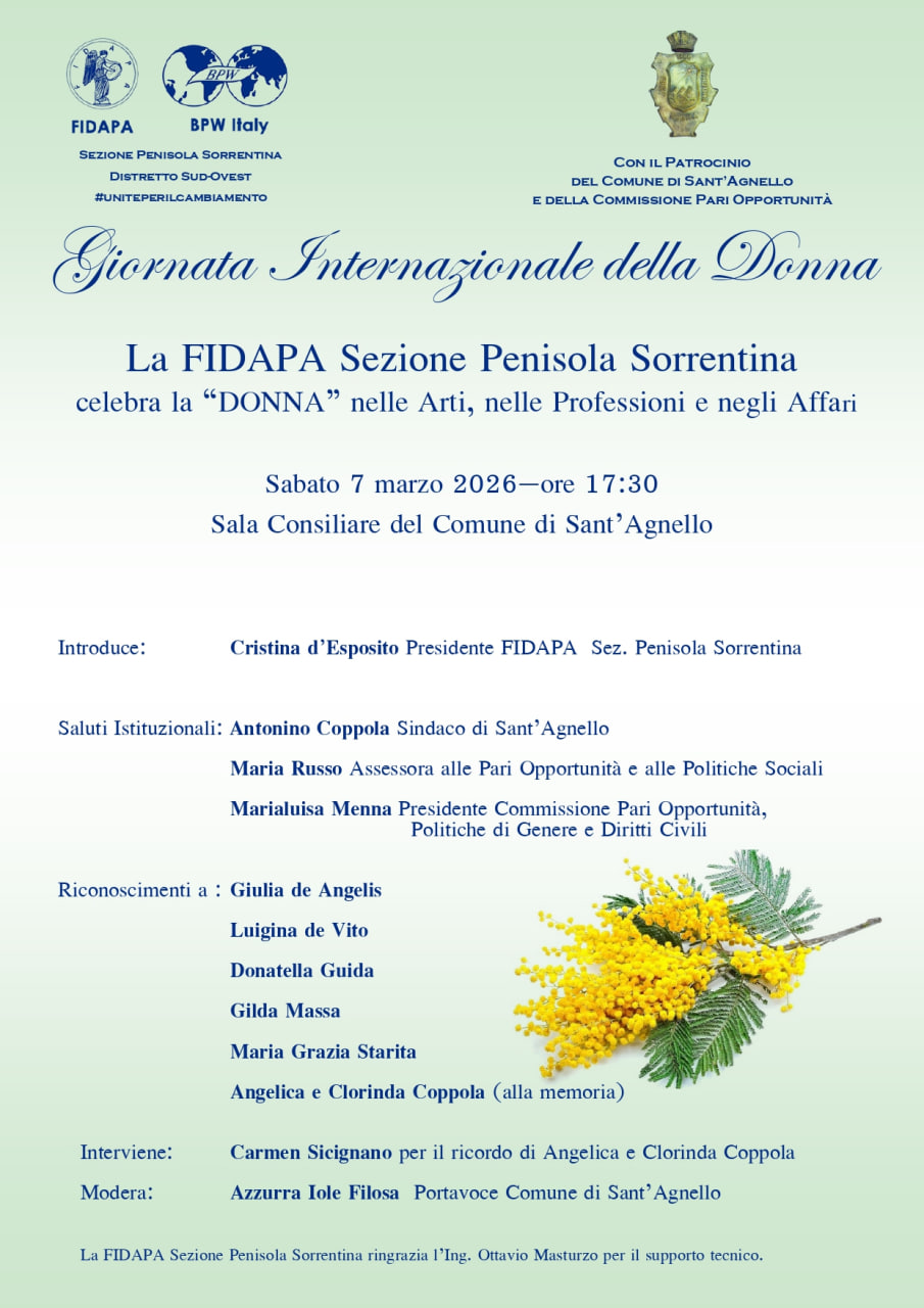 Sant’Agnello celebra la Giornata Internazionale della Donna 2026