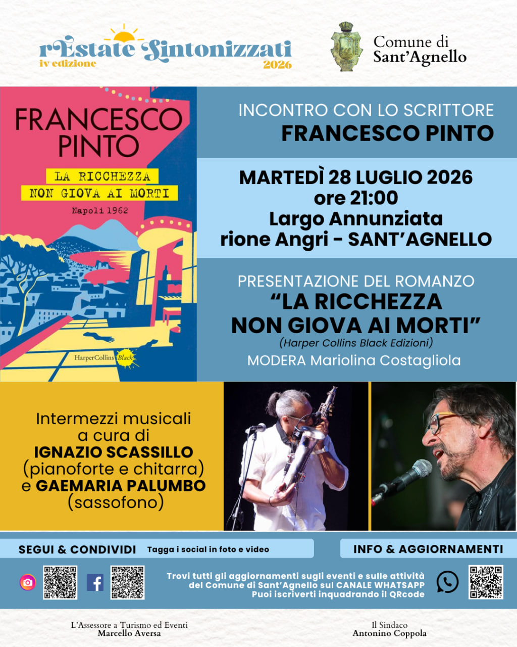 La ricchezza non giova ai morti: Francesco Pinto presenta il libro a Sant’Agnello