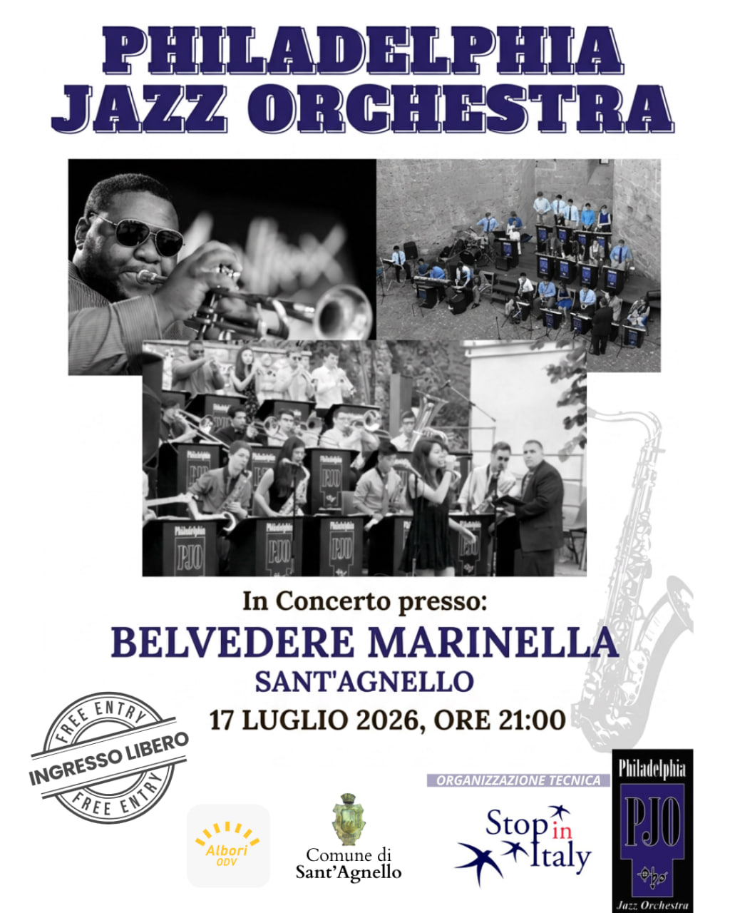 La Philadelphia Jazz Orchestra in concerto a Sant’Agnello: appuntamento al Belvedere Marinella